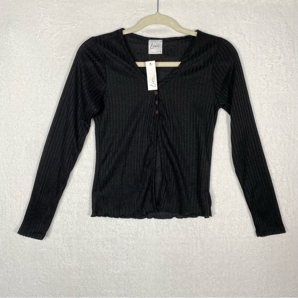 NWT Women’s Size Small Livi By Olivia‎ Rae Womens Black Open Sweater Cardigan